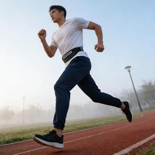 Water Resistant Running Belt for Men & Women, Reflective Sports Waist - color: Pink