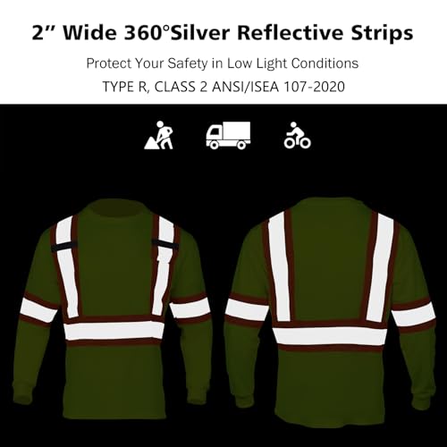 VENDACE Men's High Vis Safety Work T Shirt ANSI Class 2 Reflective Long Sleeve Shirt with Pocket(Yellow,2XL) - color: Yellow, size: XX-Large