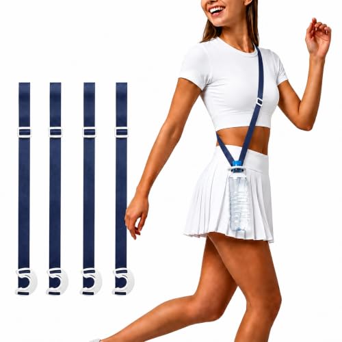 4 Pack Water Bottle Holder Lanyard Adjustable Beverages Shoulder Strap - color: Navy