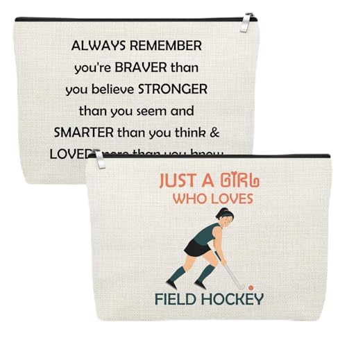 Field Hockey Player Makeup Bag Field Hockey Gifts for Woman Inspirational Gifts for Sport Lover Friend Coach Team Player Cosmetic Bag Birthday Christmas Thanksgiving Present Travel Zipper Pouch - color: Field Hockey Makeup Bag