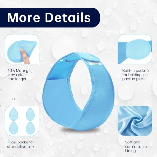 Wisdom Teeth Ice Pack Head Wrap Jaw Face Ice Pack with 4 Gel Packs - color: Light Blue