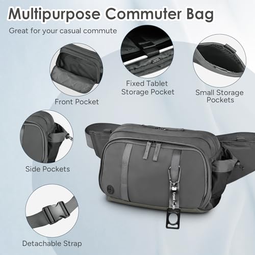 Large Crossbody Waist Bag Tactical Fanny Pack for Men Hip Bum Bag with Water Bottle Holder Adjustable Belt, Workout Traveling Casual Running Hiking Cycling - color: Grey