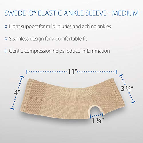 Elastic Ankle Support Sleeve for Sprains, Swelling & Pain Relief, Medium - size: Medium