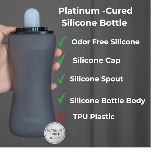 Handheld Running Water Bottle, Collapsible Silicone Foldable 350mL - color: Translucent Gray