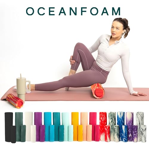 Oceanfoam Tidal Foam Roller for Exercise (Red, Gold & Natural Marbled) - color: Red, Gold & Natural Marbled