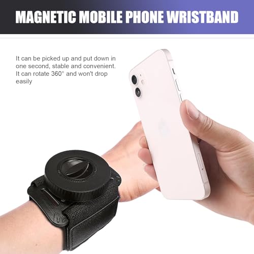 Wristband Phone Holder, Strong Vortex Suction Sports Armband Cell Phone Holder, Portable Arm Hands-Free Cell Stand, for Biking Walking Selfies Videos Hiking Live Broadcast (Black)