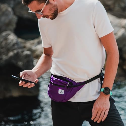 4Monster Hiking Waist Packs Portable,Water Resistant Fanny Bag with Adjustable Strap,Lightweight Crossbody Chest Bag Slim Bag - color: Purple