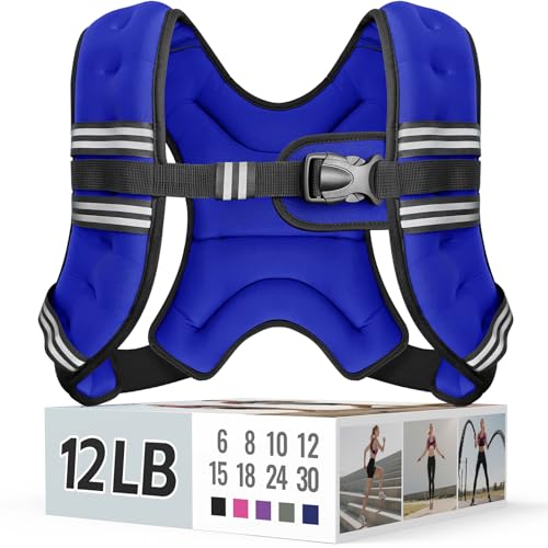 Zeerun Weighted Vest, 6/8/10/12/15/18/20/24/30LB for Men Women - color: Blue, size: 12 Lb