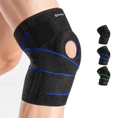 DOUFURT Knee Brace for Men & Women, Side Stabilizers & Patella Gel Pads - color: Blue, size: Small