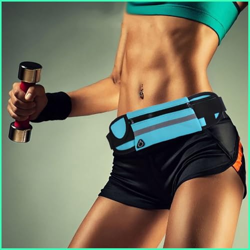 Waist Packs, 7.5 Inch x 3.9 Inch Black Waterproof Rubber 3 Pocket Waist Bag for Sports, Running, Travel and Outdoors (black)