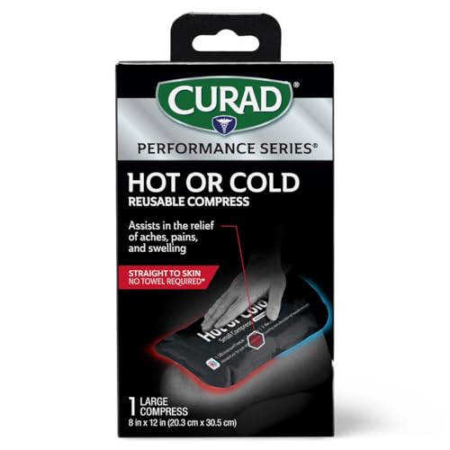 Curad Ironman Hot or Cold Reusable Compress, Reusable Ice Pack for Injuries, Large Compress is 8 in x 12 in, 1 Count - size: 1 Count (Pack of 1)