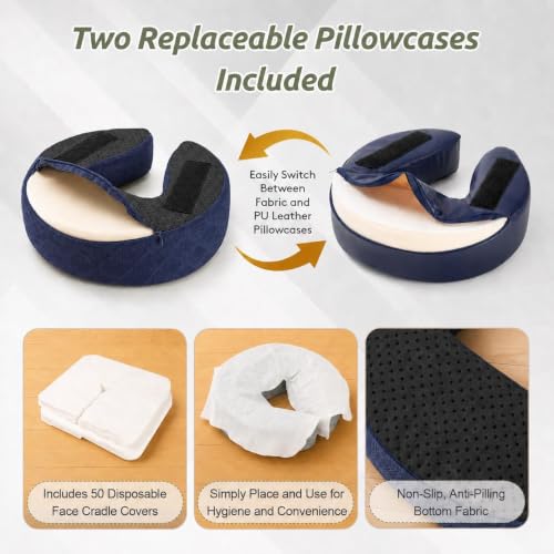 Massage Headrest for Bed, Head Holder & Face Cradle with Face Down Pillow - color: Blue, size: Standard
