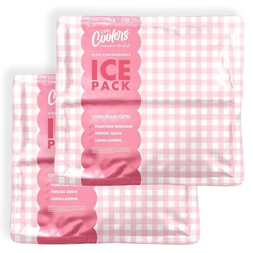 Cool Coolers by Fit & Fresh XL High Performance Cooler Ice Packs, 2pk - color: Pink Gingham (2 Pack)