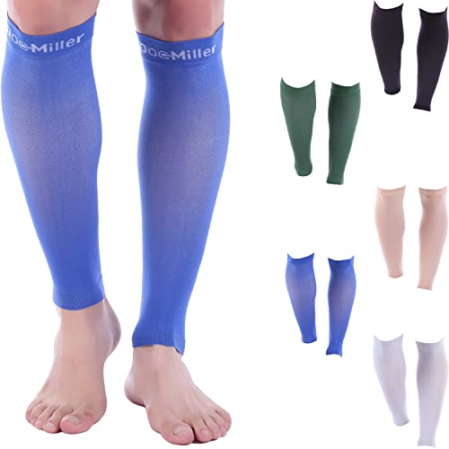 Doc Miller Calf Compression Sleeves 30-40 mmHg for Men & Women, 1 Pair - color: Blue, size: Large