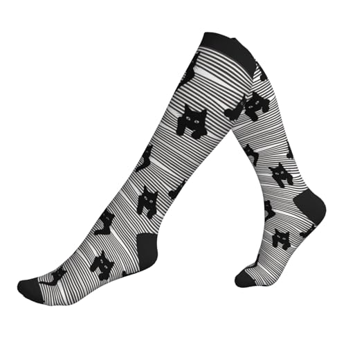Compression Socks Women and Men 15-20mmHg-Circulation Support Socks for Athletic Running Cycling - color: Cat