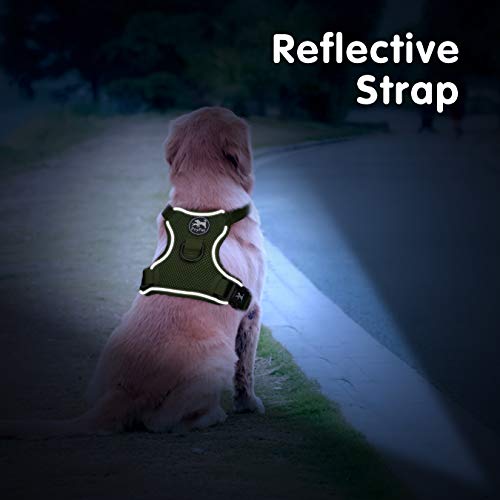 PoyPet Mesh Dog Harness, Reflective Breathable Puppy Vest for Small Dogs - color: Military Green, size: XS