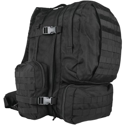 FOX OUTDOOR PRODUCTS Advanced 3-Day Combat Pack | 69L Tactical Backpack w/Dual Hydration Ports, Compression Straps & Storage - color: Black
