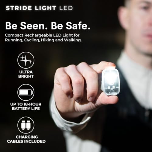1x Ultra-bright LED Running Lights for Runners – Up to 18-Hour Battery, Clip-On Safety Light for Night Running, Attaches to Vest or Clothing – Ultra-Lightweight, USB-C Rechargeable, Water-Resistant