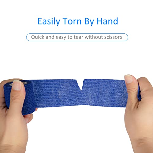 12Pcs Self Adhesive Bandage Wrap 2inch x 5 Yards Elastic Bandage Wrap Blue - color: Blue, size: 12Pcs