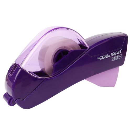 Eagle Automatic Tape Dispenser, Tape Gun, Single Handheld Design, Free 1 Roll of 0.5 Inch (12 mm) and 1 Roll of 0.75 Inch (19 mm) Tapes (Purple) - color: Purple