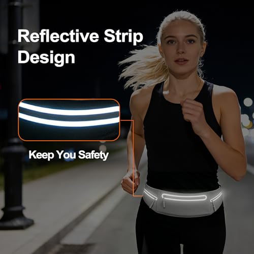 Slim Running Belt for Women Men,Phone Holder Waist Pack,Runners Fanny Pack - color: Drak Gray
