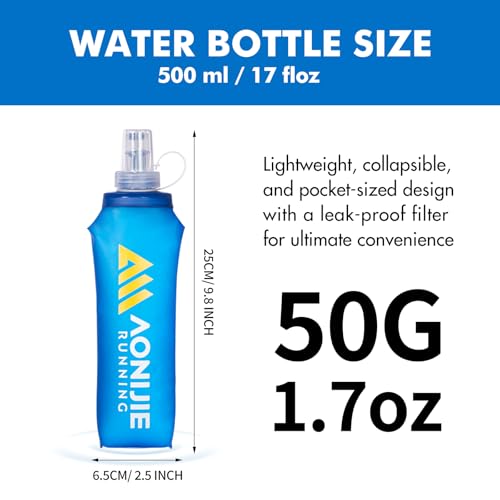 AONIJIE Running Water Bottle 2PCS Soft Flask - size: 2Pcs-500ml