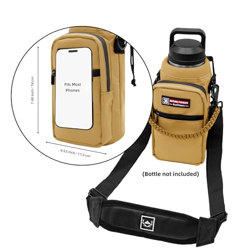 NATURE PIONEOR 26-128 oz Insulated Water Bottle Carrier Holder with Strap - color: Brown, size: 32-36oz