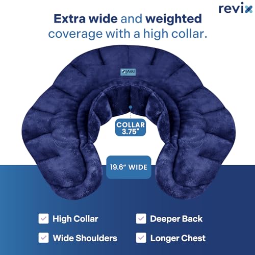 REVIX Microwave Heating Pad for Neck & Shoulders, Weighted Moist Heat Wrap - color: Navy