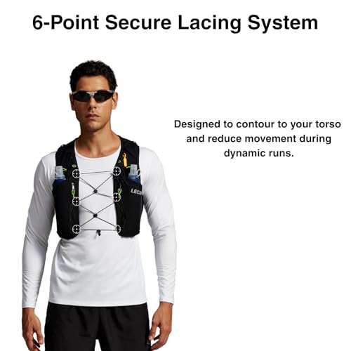 ROOT5 Running Hydration Vest 5L with 2 x 500ml Soft Flasks, Lightweight Running Vest with Water Bottles for Men and Women, Trail Running Pack - color: Black, size: S（2 Soft Flask）