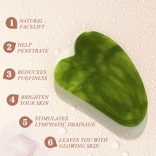 Gua Sha and Jade Roller Sets for Women Men Home Spa Stone Facial Guasha Jade Face Roller Massage Tool Set & Facial Skincare Tools Polished Stone Spa Gift - color: Grey