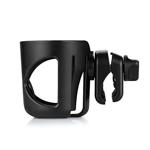Accmor Stroller Cup Holder, Universal Cup Holder for Walker Wheelchair Bike Scooter, 360° Rotatable Stroller Cup Holder Attachment Walker Wheelchair Accessory - color: All Black & All Black