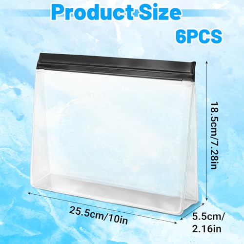 6 Pcs Clear Leak Proof Freezer Bag Reusable Ice Storage Bags 10 x 7.3 inch Ice Cube Bags, Durable Cube Storage Bag Freezer Holder Container with Secure Zip Seal Close Design for Travel Food Cocktails