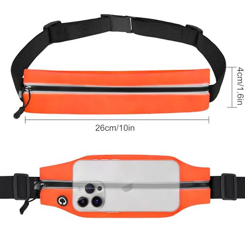Running Belt Fanny Pack Men and Women Slim Running Bag Money Belt - color: Bright Orange
