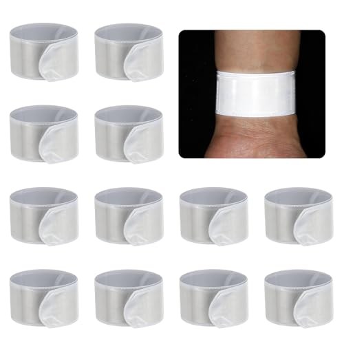 PATIKIL 22cm/8.7in Reflective Bands, 12pcs Reflective Arm Bands Straps Wrist Reflective Running Gear Safety Reflective Straps Bracelets High Visibility for Night Walking Bicycle - color: Silver
