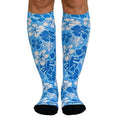 Crazy Compression Over-the-Calf Socks with Fun Designs - color: Aloha Blue, size: Small-Medium