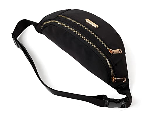 Fanny Pack Waist Pack for Women, Fashion Waist Bag with Adjustable Strap for Travel Sports Running black - color: black