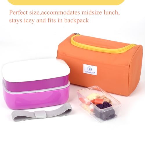 Genteen Small Cooler Bag with Ice Pack,Insulated Lunch & Snack Tote - color: Orange