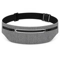 Slim No-Bounce Running Belt - Waterproof Exercise Waist Pack for Marathons, Hiking & Dog Walking - Hidden Travel Money Belt for Phones - color: Light Gray
