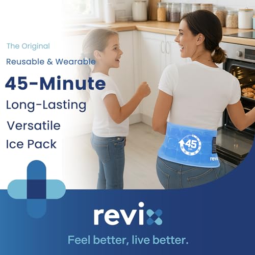REVIX Ice Pack for Injuries Reusable, 45-Minute Long-Lasting Cold Pack and REVIX Ice Packs for Injuries Reusable, 5-Piece Set Hot and Cold Gel Ice Pack for Joints, Muscle, Post-Workout Recovery