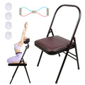 INNOLIFE Yoga Chair Set with Figure S Resistance Belt, Chair Leg Cap, Brown