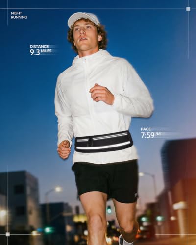WATERFLY Running Belt Fanny Pack No-Bounce Large Phone Holder for Men Women - color: Black, size: Medium