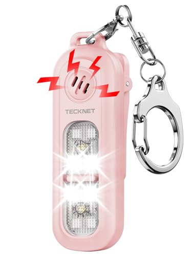 TECKNET Clip-On Personal Alarm with LED Light, USB-C Rechargeable, Pink - color: PInk