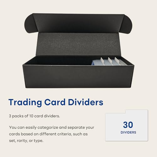 Fageverld Trading Card Storage Box with Dividers, 10 Count Cardboard Collector Boxes for Sports Baseball Mtg, Black
