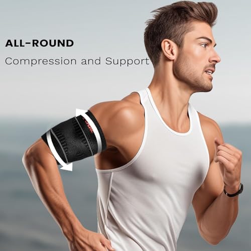 Bicep Tendonitis Brace for Pain Relief, Bicep Compression Sleeve - color: Gray-Black, size: Small