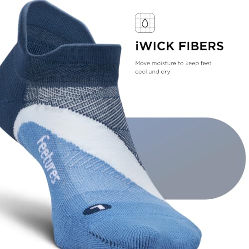 Feetures Elite Light Cushion No Show Tab Sock Wave - color: Blue Wave (1 Pair), size: Small