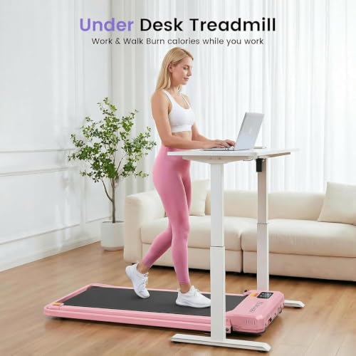 ANCHEER Walking Pad with Incline - Under Desk Treadmill with Handle Bar - color: Fashion Pink