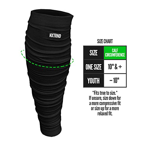 Nxtrnd Football Leg Sleeves, Calf Sleeves for Men & Boys, Sold as a Pair - color: Black, size: Youth