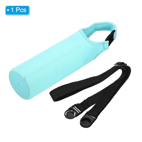 PATIKIL Water Bottle Sling Bag, Neoprene Portable Insulated Bottle Holder Carrier with Removable Adjustable Shoulder Straps - color: Light Blue
