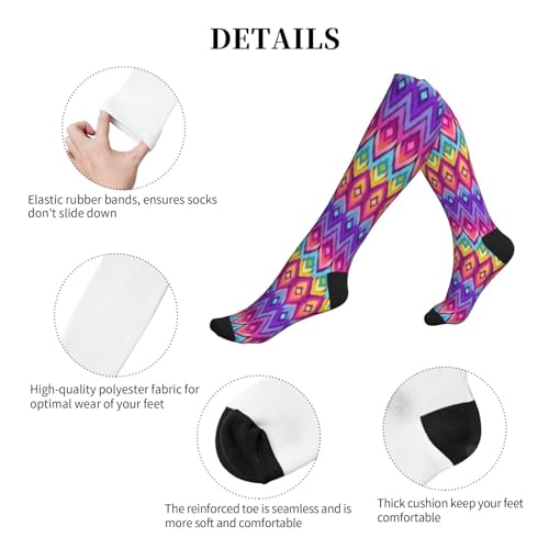 Compression Socks Women And Men For Nurses Travel Pregnancy Recovery Running Athletic - color: Purple Pink Tie Dye Rainbow