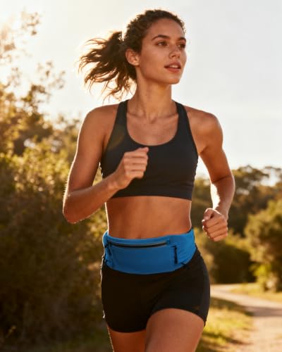 WATERFLY Running Belt Fanny Pack, Runner Race Belt with Bib Clip Blue - color: Blue